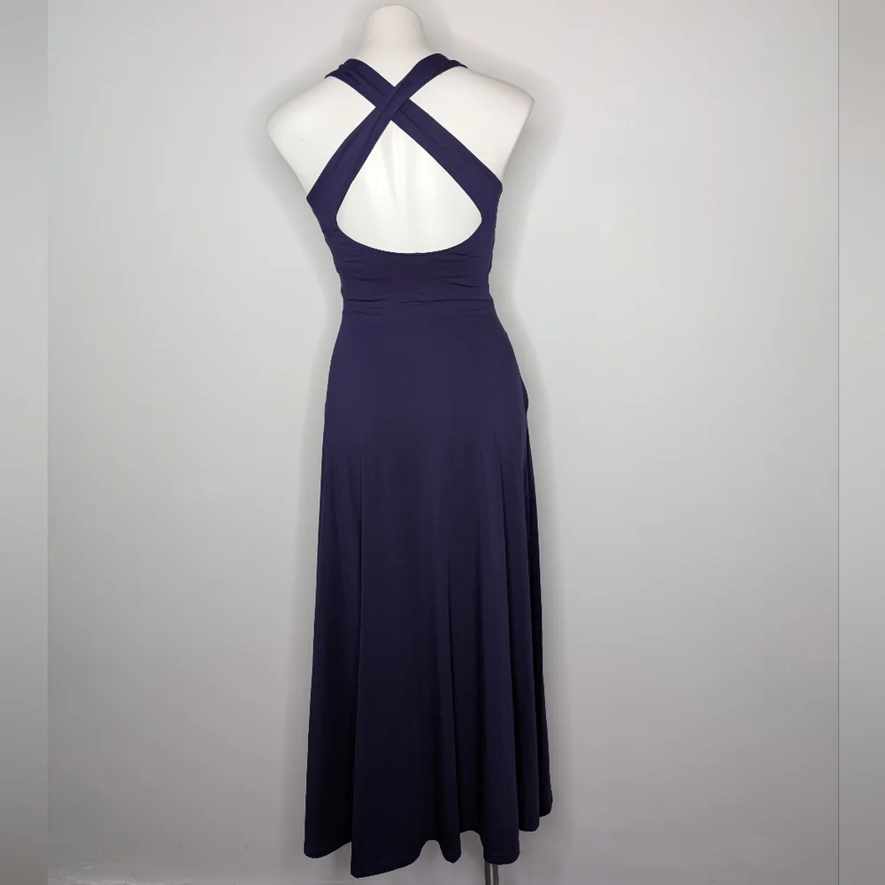 Pact Blue Cross Back Sleeveless Scoop Neck Summer Maxi Dress XS - Picture 5 of 9